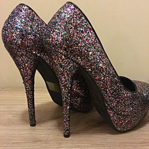 Multi-Colored Glitter Pumps/Heels, Size 7